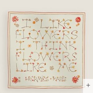 Brand new hermes I like flowers beige cream white scarf 70
